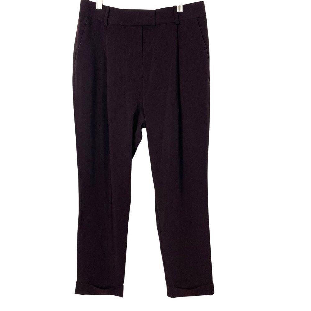 COS Plum Cropped Trousers Pants Womens 8 Stretch Cuffed Hem Classic Career
